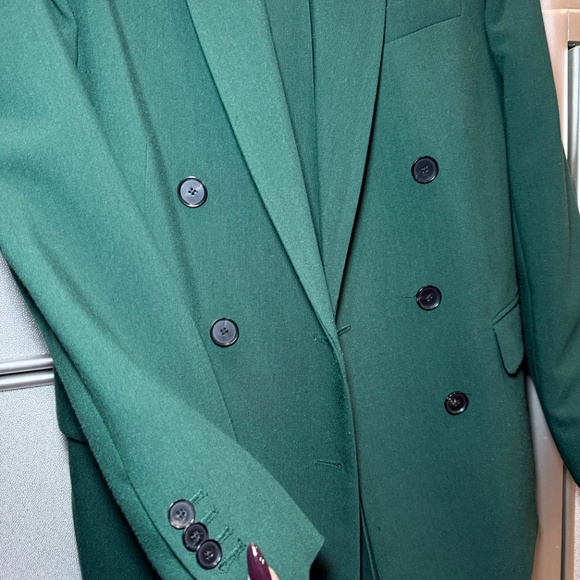 ZARA Emerald Green Double-Breasted Blazer & Trouser Set – Size S/XS - Picture 4 of 7